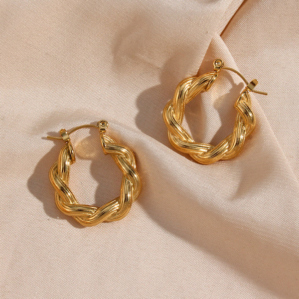 Fashion Stripe Geometric Stainless Steel 18K Gold Plated Earrings