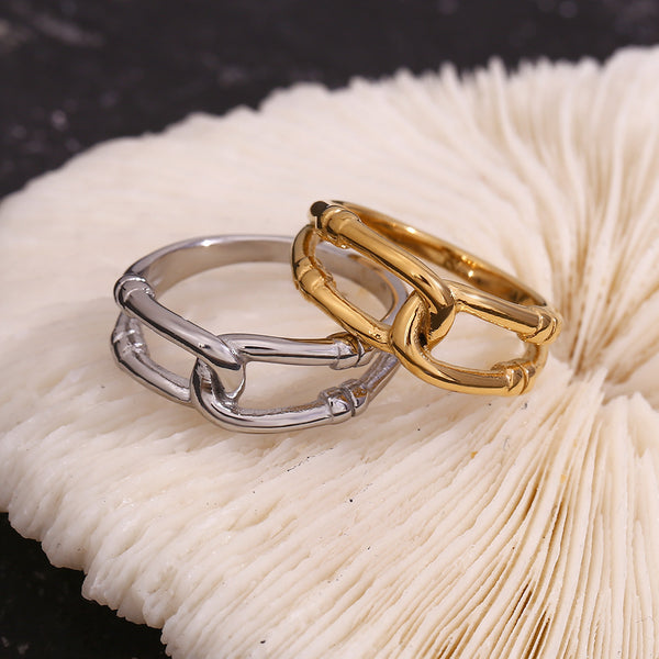 Minimalist Circle Geometric Stainless Steel 18K Gold Plated Rings