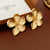 Luxurious Quadrilateral Round Ellipse Leaf Rhombus Bowknot Geometric Heart Droplet Flower Metal Electroplating Earrings