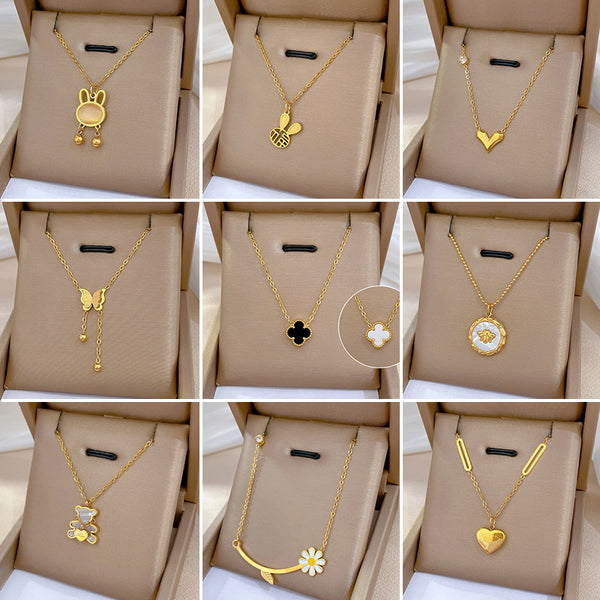 Fashion Geometric Titanium Steel Electroplating Necklaces