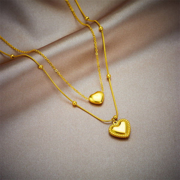 Korean Heart Chain Titanium Steel Electroplating Necklaces