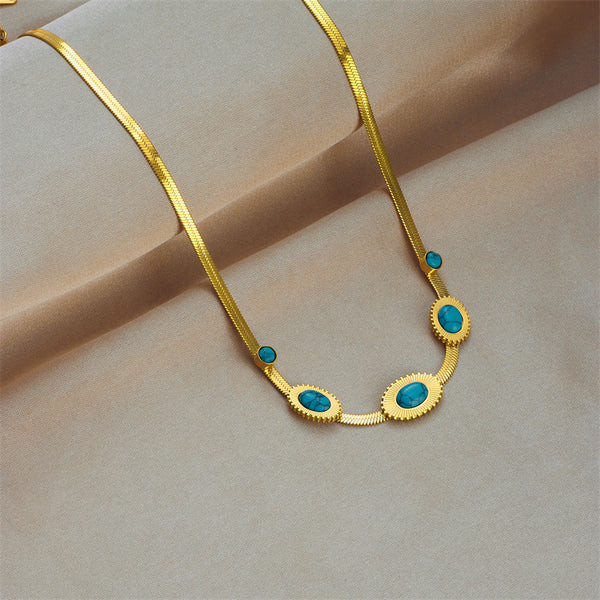 Ellipse Geometric Titanium Steel Electroplating Necklaces