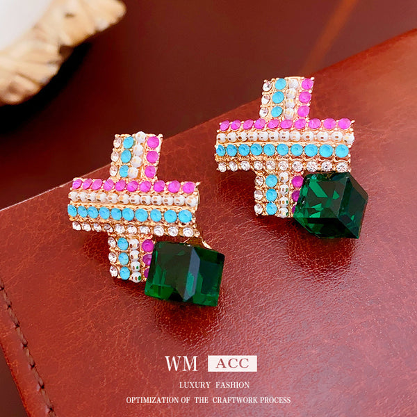 Fashion Square Geometric Alloy Electroplating Earrings