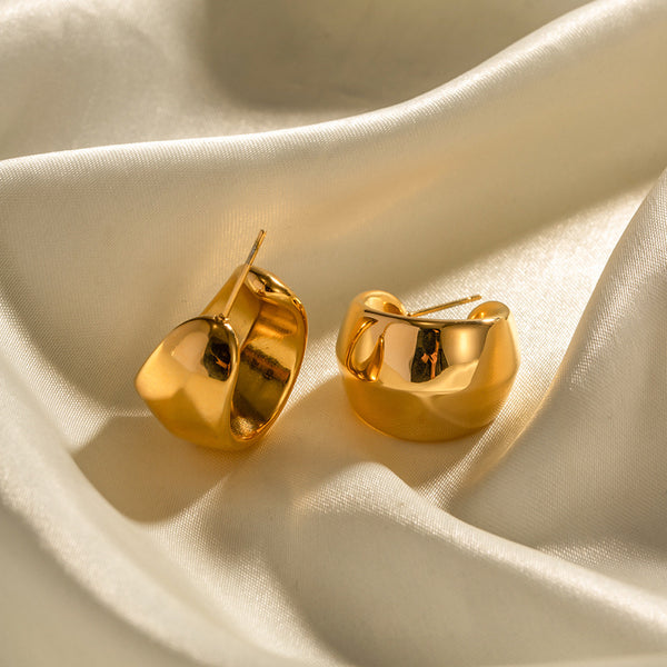 IG Style Circle Geometric Stainless Steel 18K Gold Plated Earrings