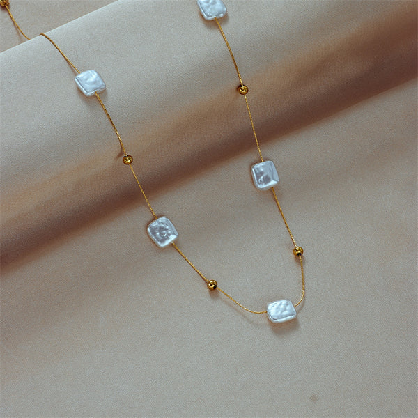 Korean Pearl Titanium Steel Electroplating Necklaces