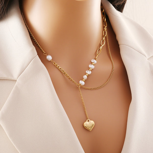 Fashion Heart Stainless Steel Electroplating Necklaces