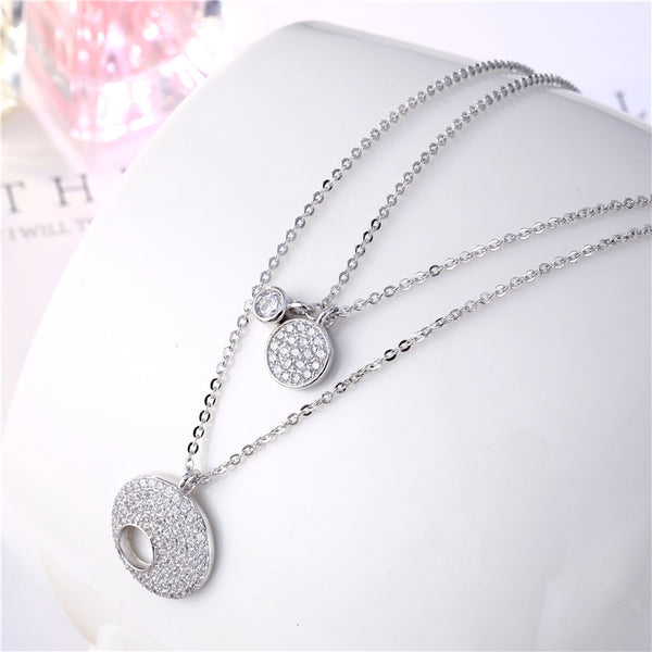 Korean Women Four-leaf Clover Titanium Steel Diamond Inlay Necklaces