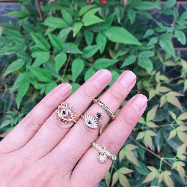 Women Metal Animal Eye Zircon Rings