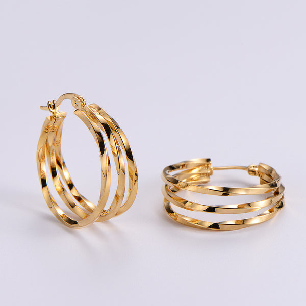 Minimalist Round Heart Stainless Steel Gold Plating Stud Earrings