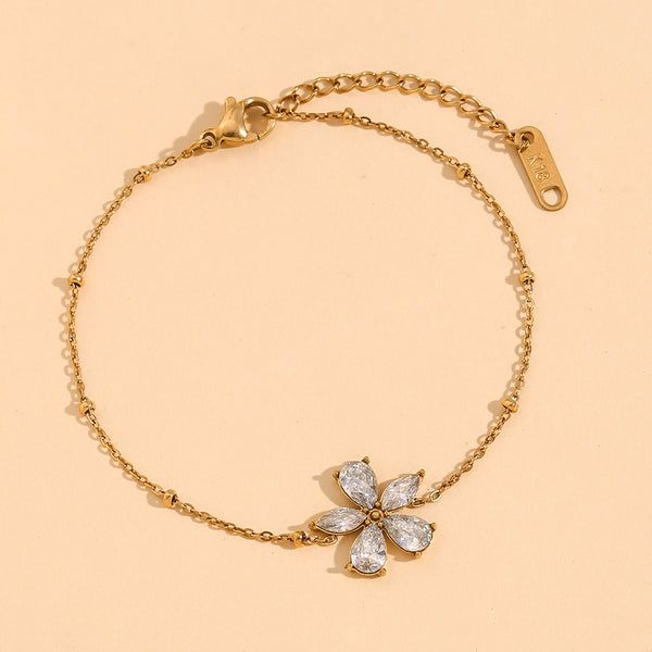 Women Fashion Flower Stainless Steel Electroplating Bracelets