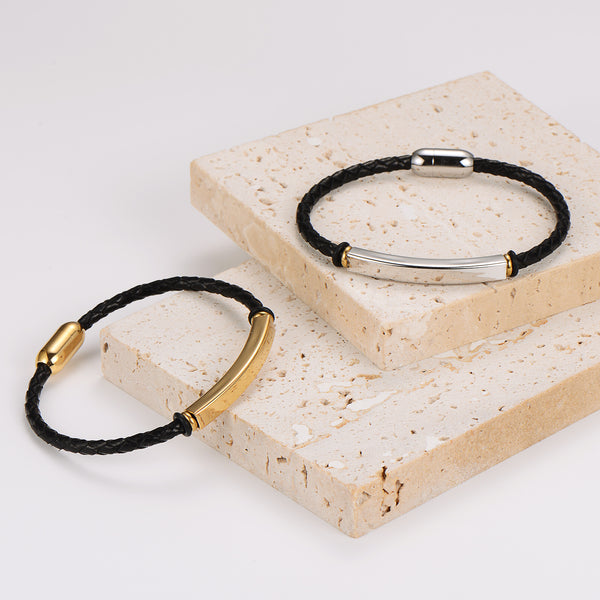 Men Minimalist Geometric Leather Bangles