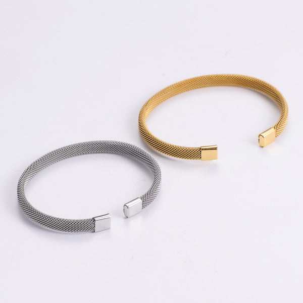 Minimalist Mesh Titanium Steel Electroplating Bangles