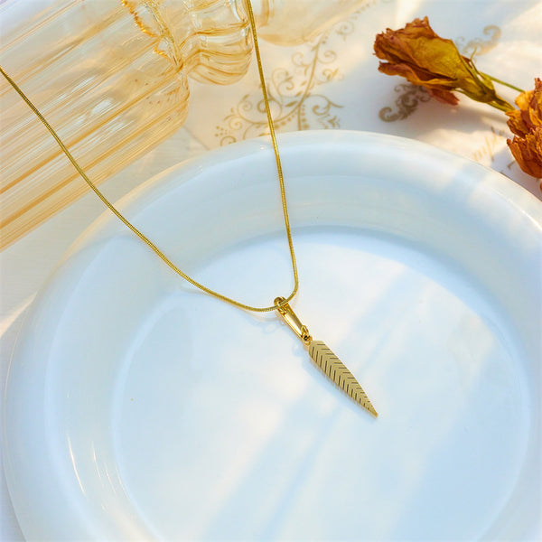 Leaf Geometric Titanium Steel Electroplating Necklaces