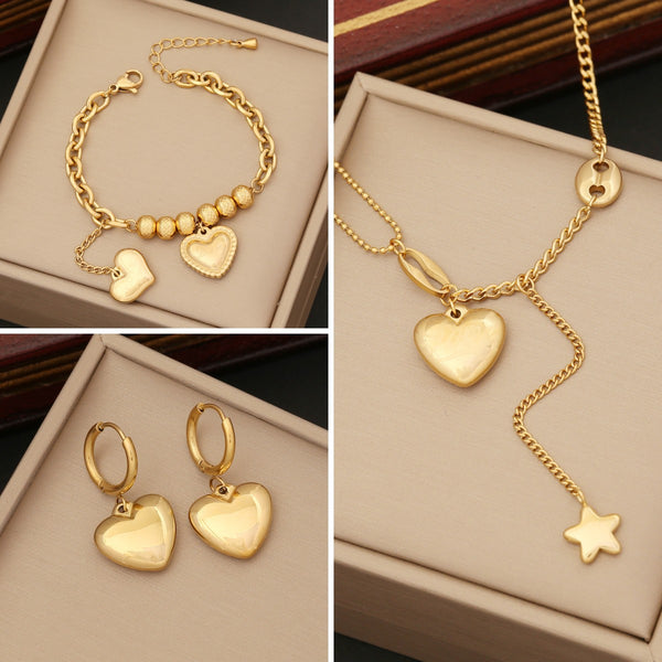 Fashion Heart Stainless Steel Electroplating Necklaces