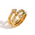 Expressive Fashion Heart Studded Geometric Stainless Steel 18K Gold Plated Rings