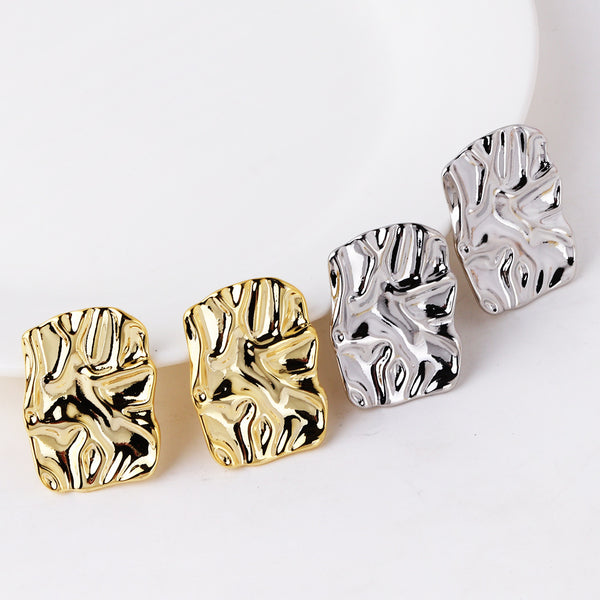 Geometric Copper Electroplating Stud Earrings