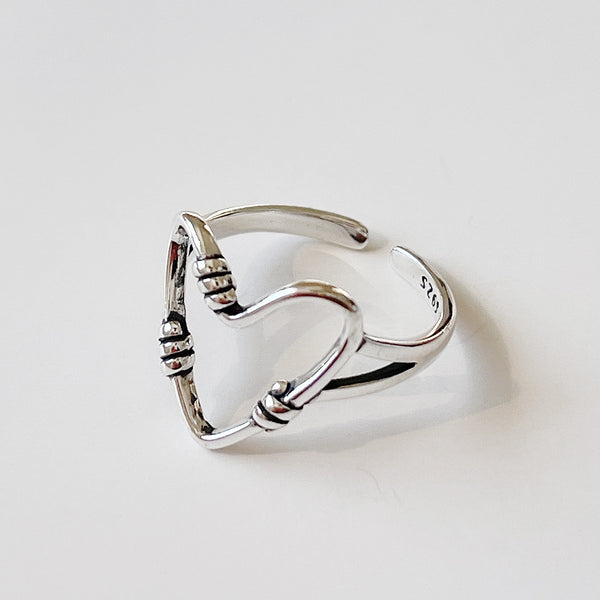 925 Sterling Silver Women Vintage Retro Heart Silver Rings