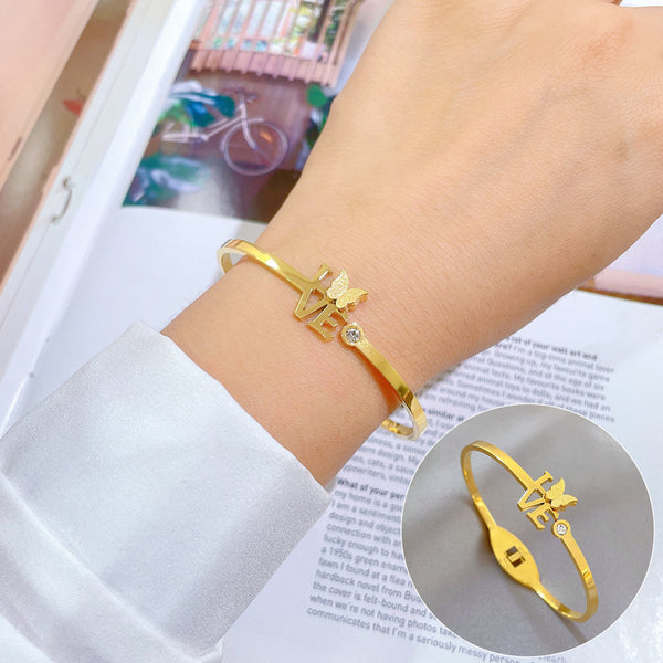 Korean East Asia Symbol Titanium Steel Electroplating Bangles