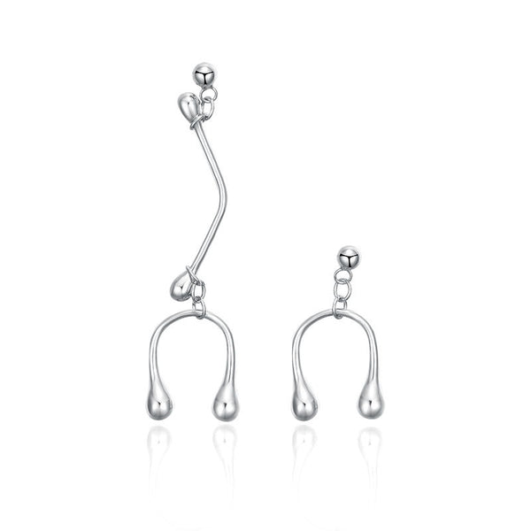 925 Sterling Silver Droplet Silver Pearl Inlay Stud Earrings