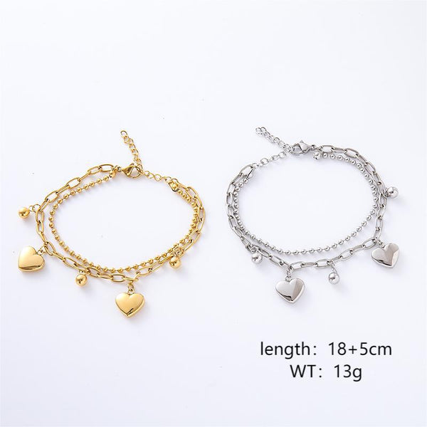 Korean Round Heart Stainless Steel Electroplating Bracelets