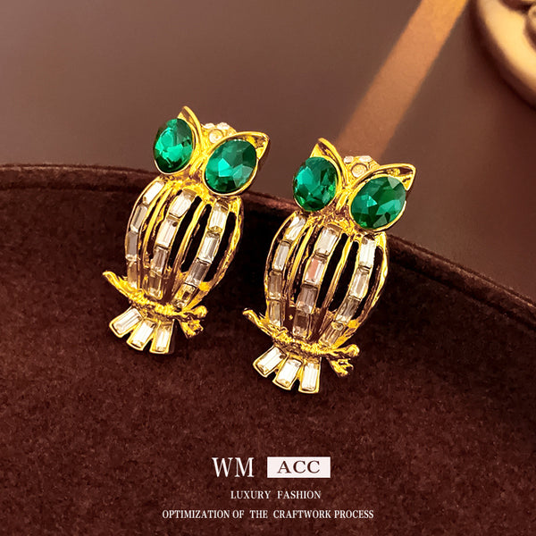 Medieval Owl Geometric Chinese Zodiac Animal Alloy Electroplating Earrings