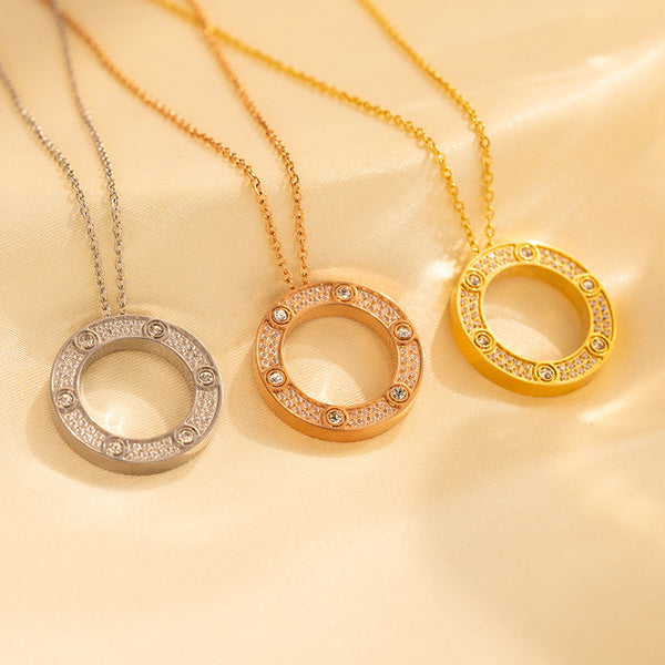 Round Titanium Steel 18K Gold Plated Necklaces