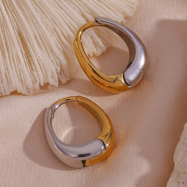 Minimalist Circle Geometric Stainless Steel 18K Gold Plated Earrings