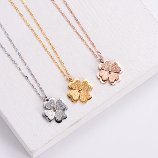 Women Chinese Metal Flower Heart Stainless Steel Electroplating Pendants