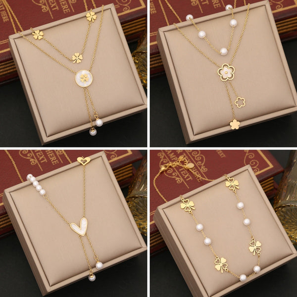 Fashion Heart Stainless Steel Electroplating Necklaces