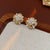 Medieval Flower Geometric Flower Artificial Pearl Zircon Inlay Earrings