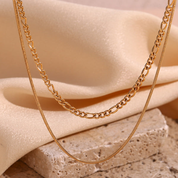 Minimalist Stripe Geometric Stainless Steel 18K Gold Plated Necklaces