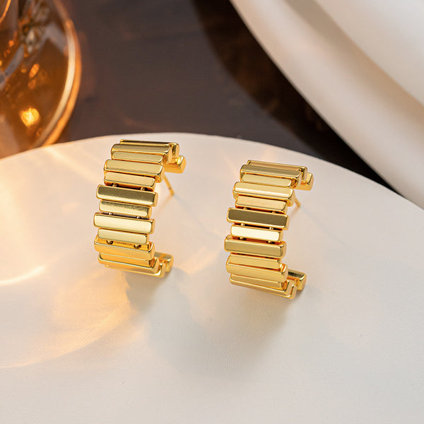 Versatile Irregular Asymmetrical Geometric Titanium Steel 18K Gold Plated Earrings