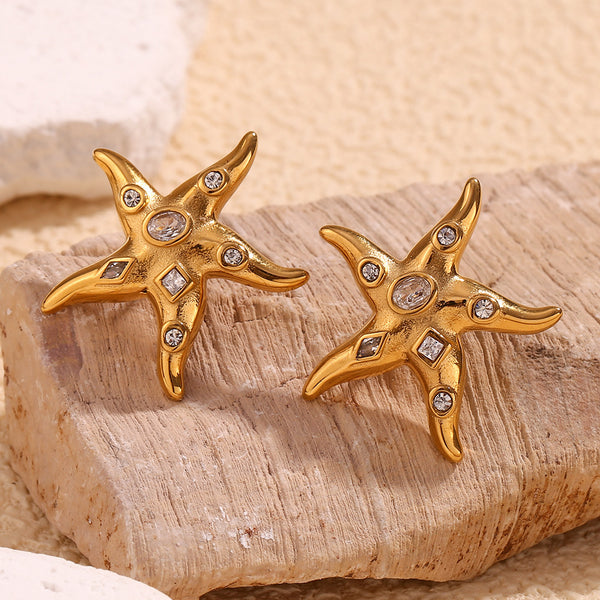 Fashion Star Geometric Stainless Steel Electroplating Stud Earrings