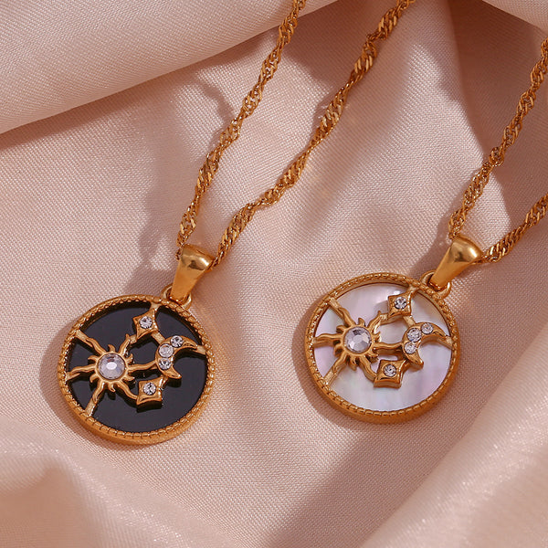 Fashion Sun Shell Moon Geometric Stainless Steel 18K Gold Plated Necklaces