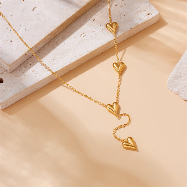 Fashion Heart Heart Stainless Steel Electroplating Necklaces