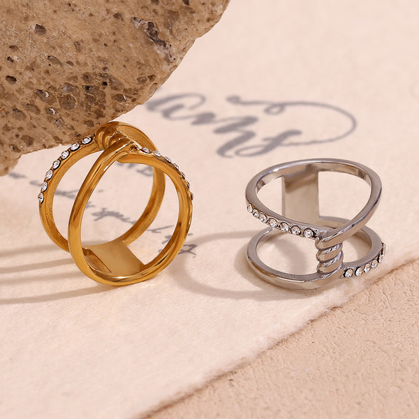 Fashion Niche Circle Geometric Stainless Steel 18K Gold Plated Rings