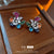 Retro Vintage Flower Flower Copper Zircon Inlay Earrings