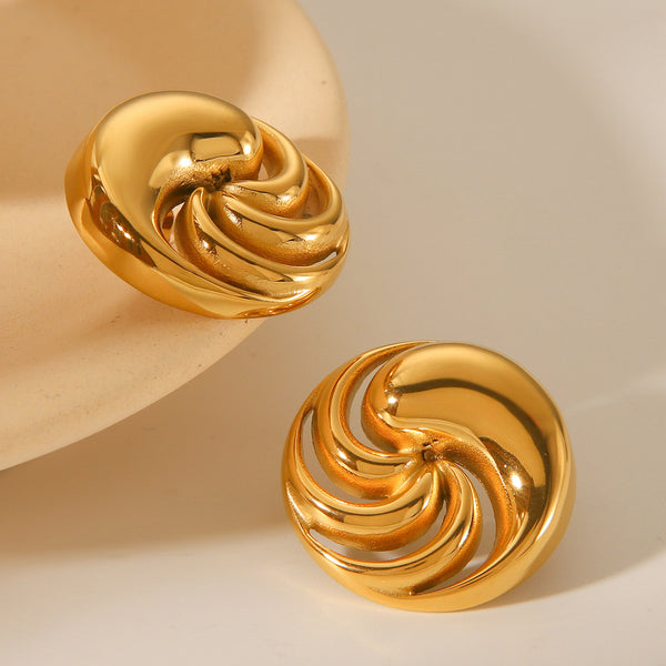 IG Style Round Geometric Stainless Steel Electroplating Earrings