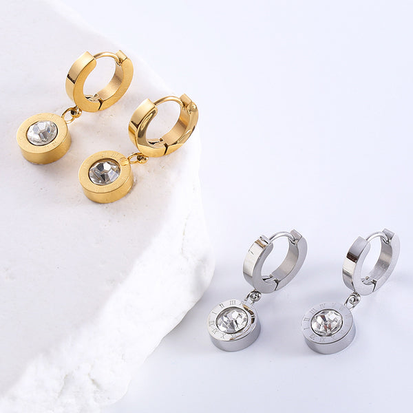 Versatile Circle Stainless Steel Electroplating Stud Earrings