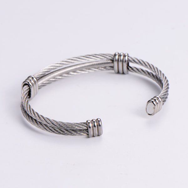 Rustic Women Metal Star Titanium Steel Electroplating Bangles