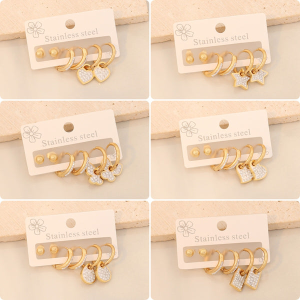 Fashion Heart Stainless Steel Electroplating Earrings