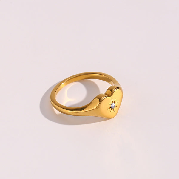 Minimalist Women Heart Geometric Stainless Steel 18K Gold Plated Rings