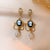 Luxurious Droplet Droplet Geometric Artificial Pearl Diamond Inlay Earrings