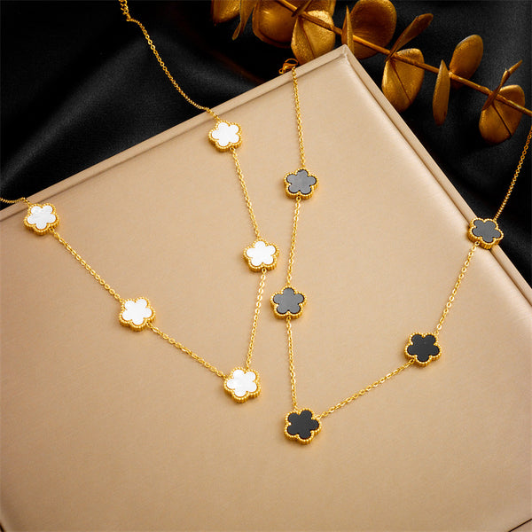 Fashion Flower Titanium Steel Electroplating Necklaces