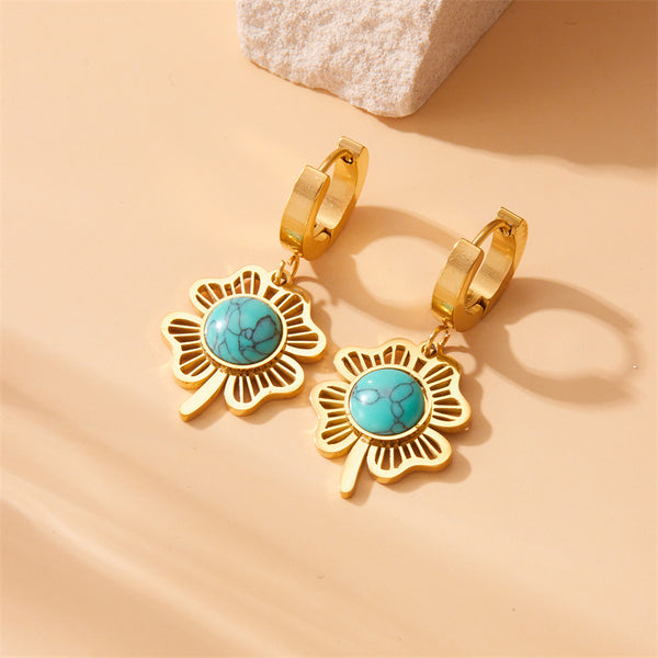 Fashion Flower Flower Stainless Steel Electroplating Earrings