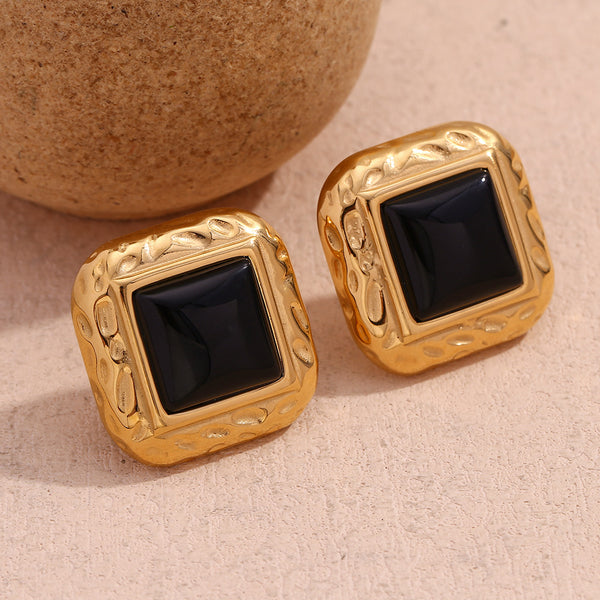 Fashion Quadrilateral Geometric Stainless Steel 18K Gold Plated Stud Earrings