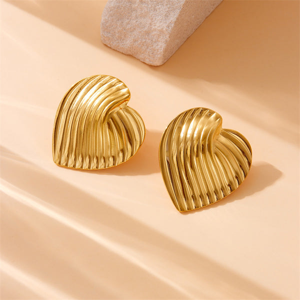 Fashion Heart Heart Stainless Steel Electroplating Earrings