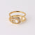 Luxurious Women Heart Paperclip Asymmetrical Double Circle Geometric Copper Diamond Inlay Rings