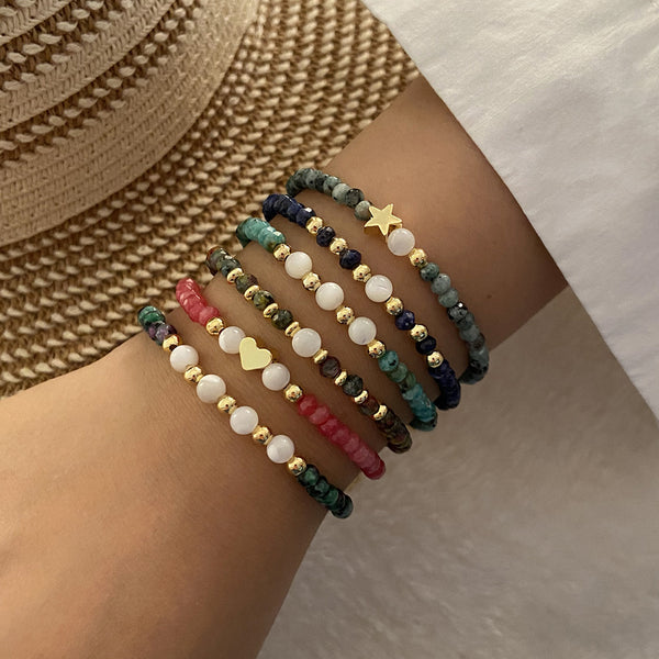 Women Heart Natural Stone Handmade Bracelets