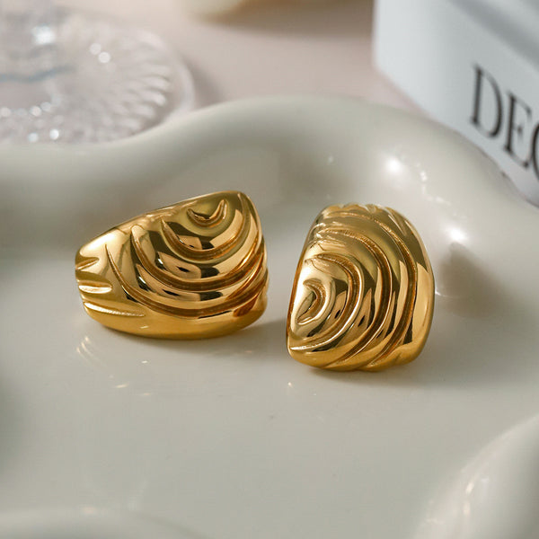 IG Style Irregular Stainless Steel 18K Gold Plated Earrings